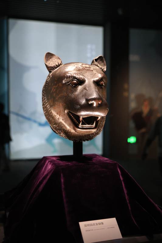 虎首铜像展陈图片