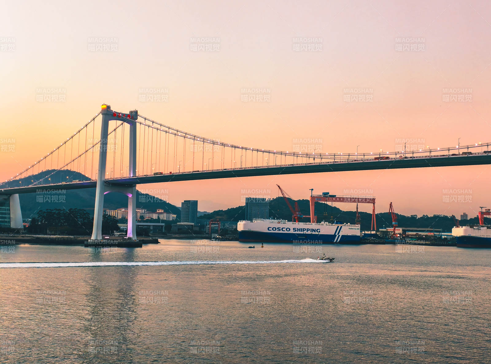 厦门海沧大桥日落景图片