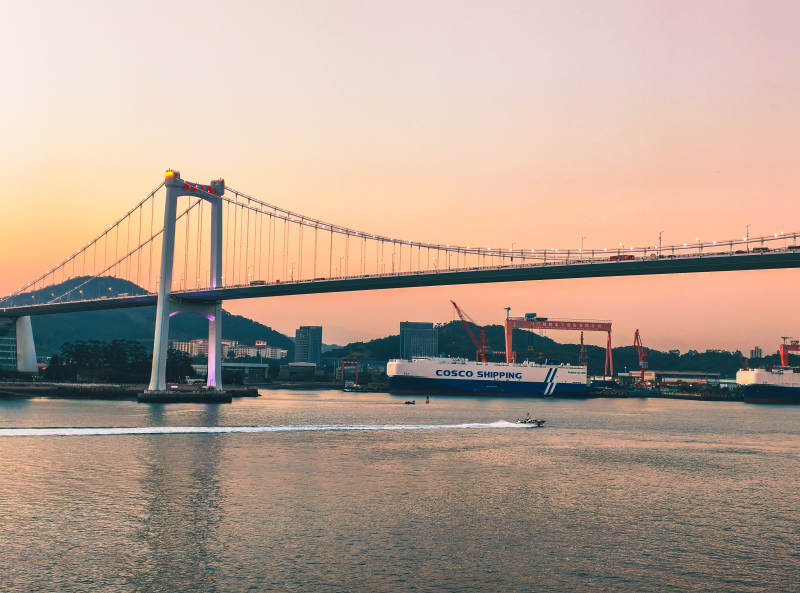 厦门海沧大桥日落景图片