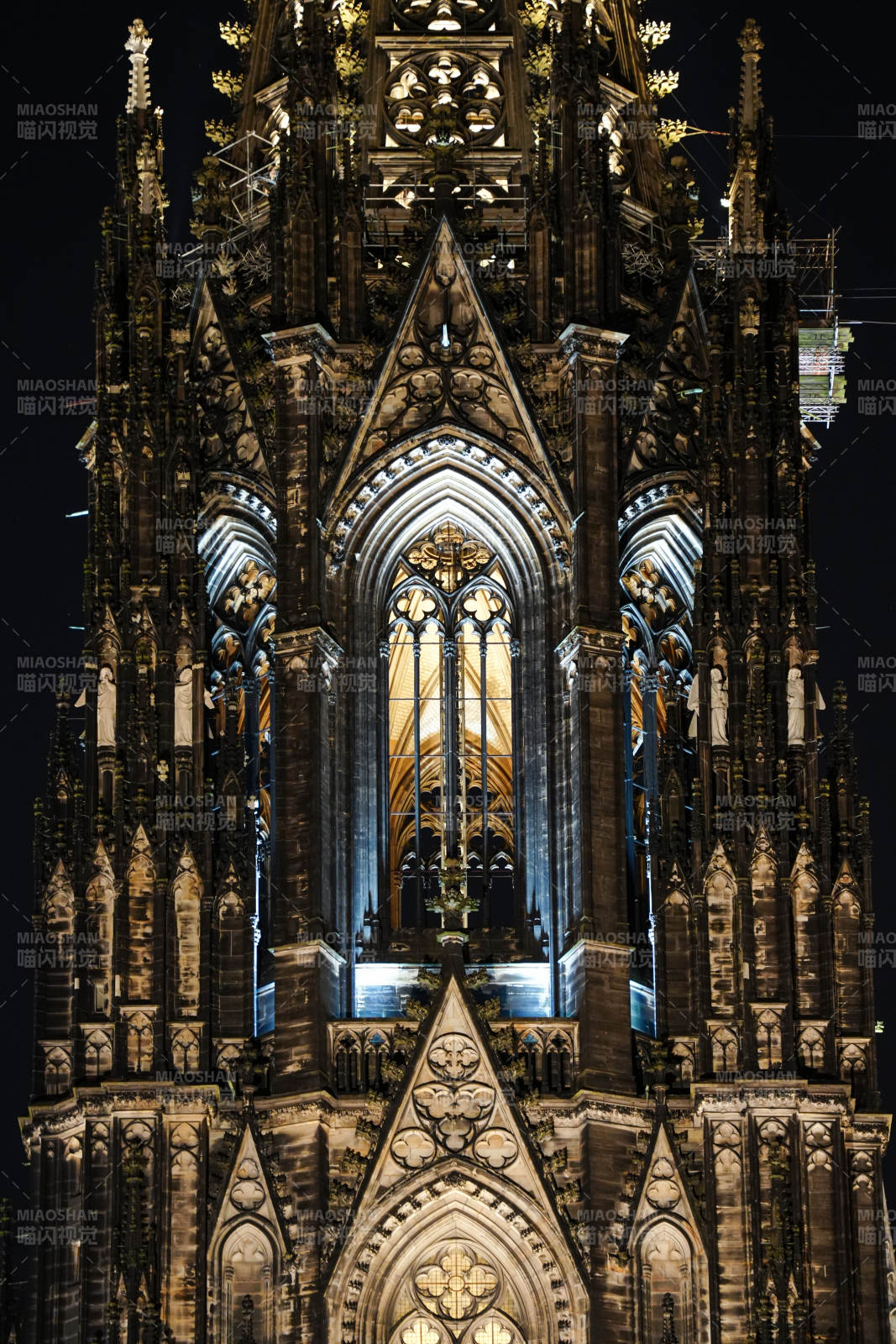 夜幕下的科隆大教堂细节展示图片