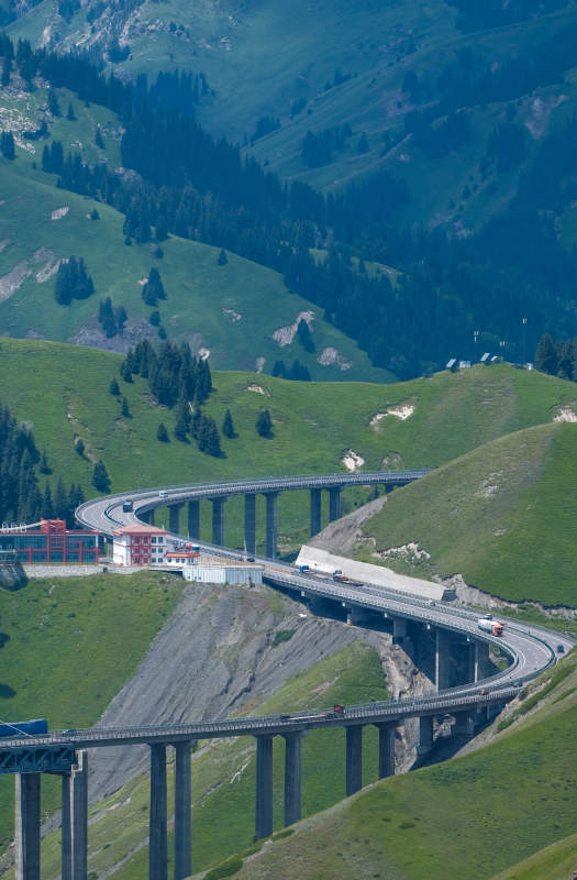 高山公路蜿蜒前行图片