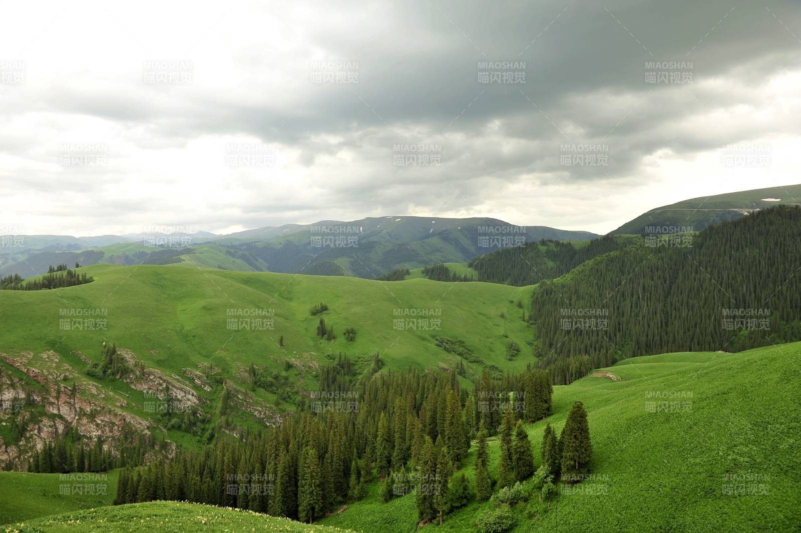 新疆青山绿谷云影图片