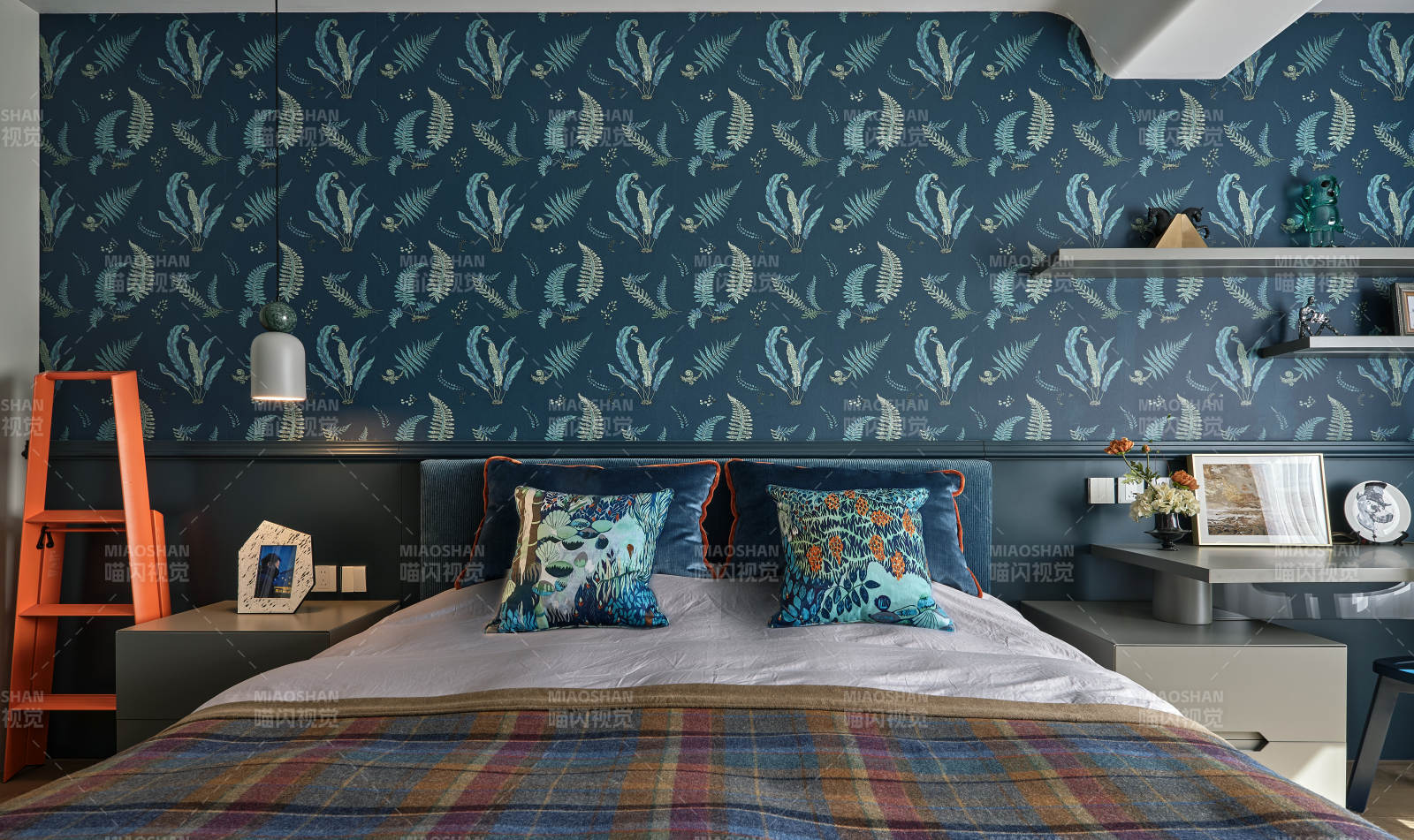 蓝调植物风卧室图片