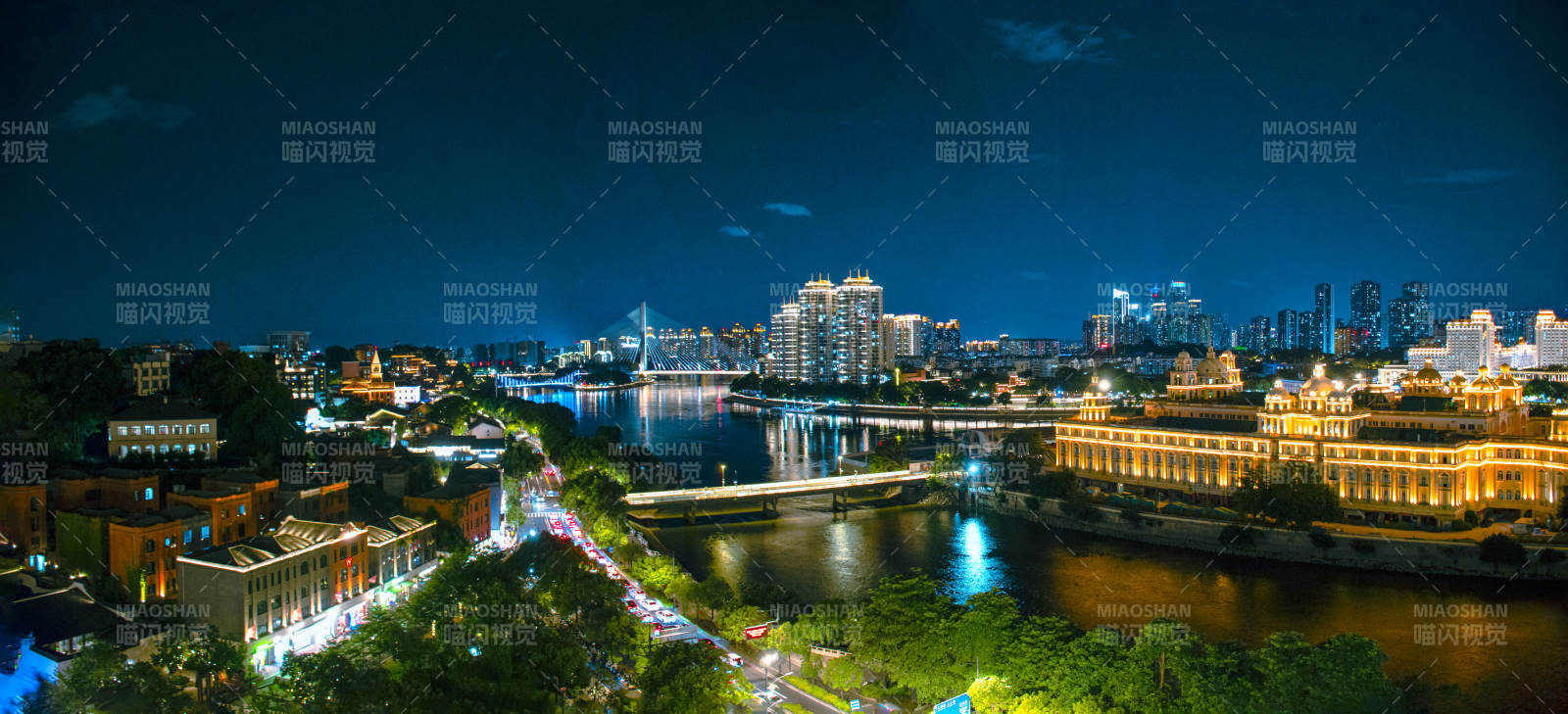 福州烟台山中洲岛夜景全景图片