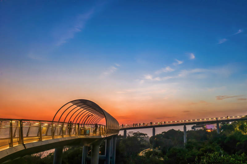 夕阳下的空中步道图片
