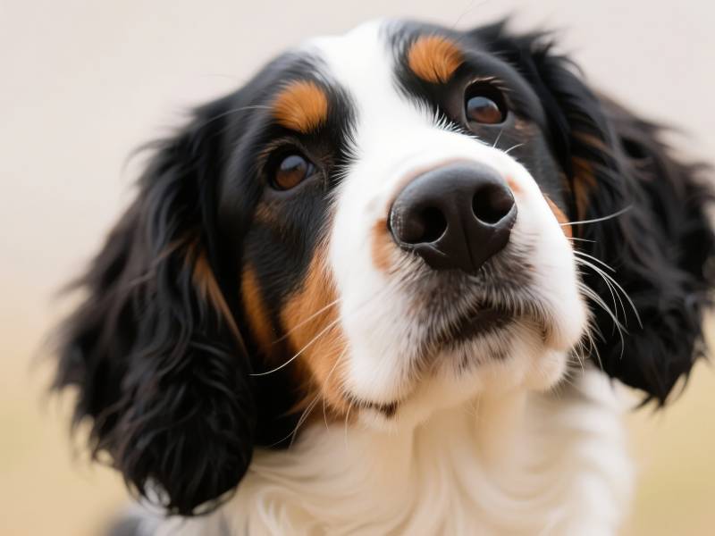 伯恩山犬凝视远方图片