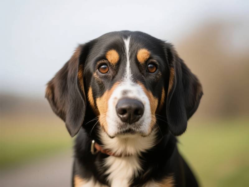 三色犬凝视镜头图片