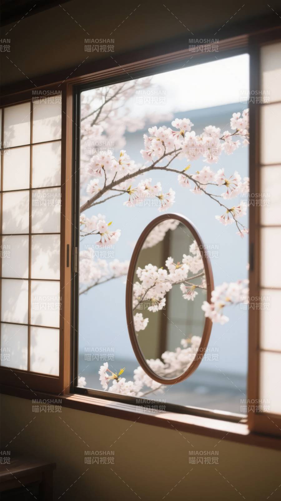 樱花映镜 春意盎然图片