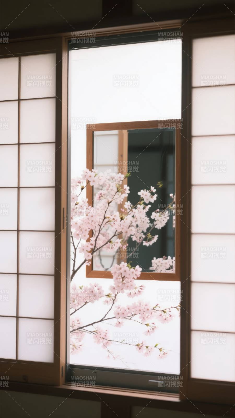 樱花映窗图片