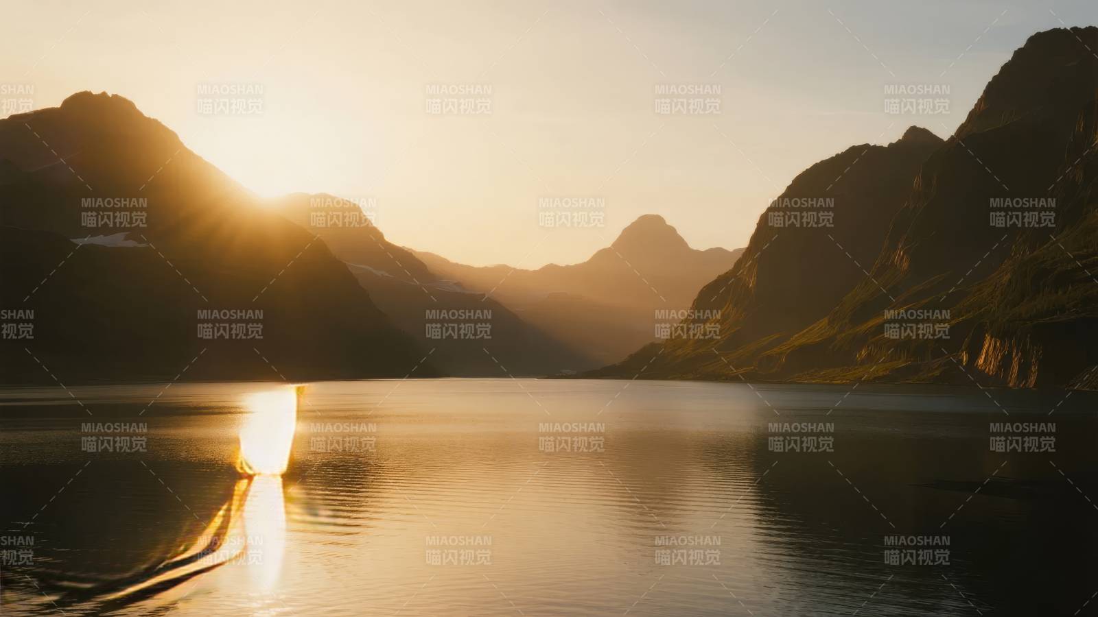 湖光山色夕阳美图片