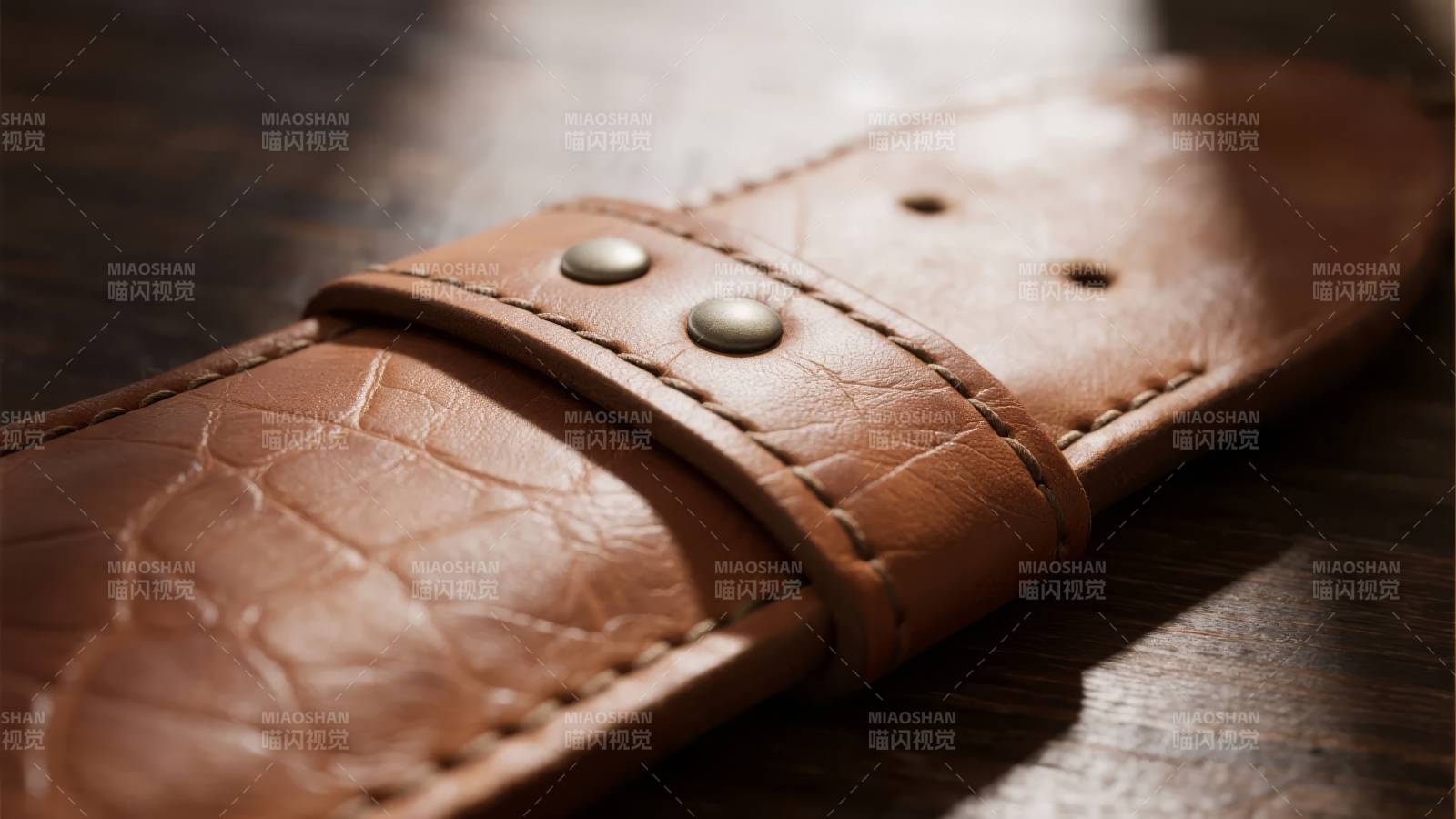 棕色皮质表带特写图片