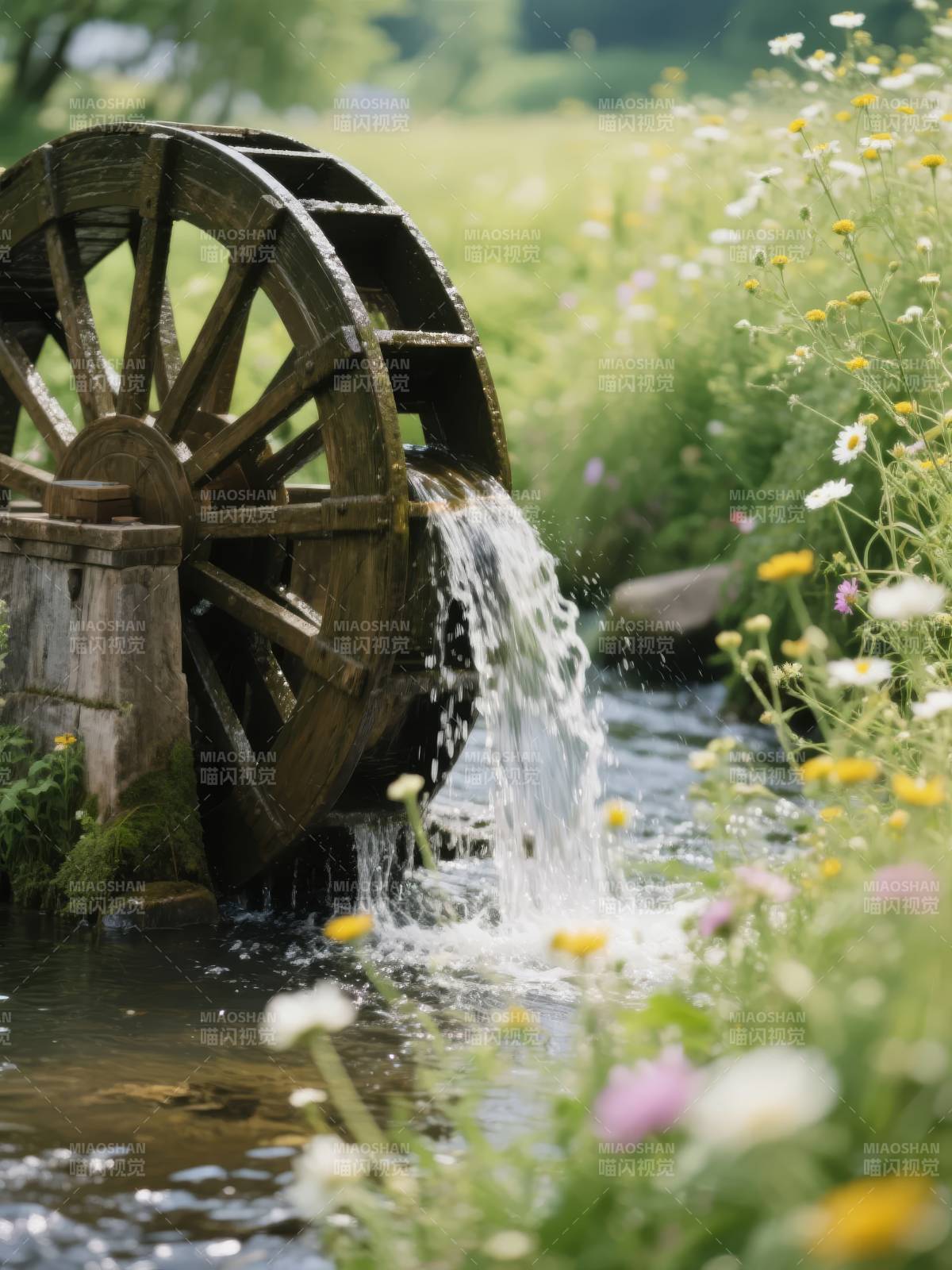 水车潺潺花自开图片