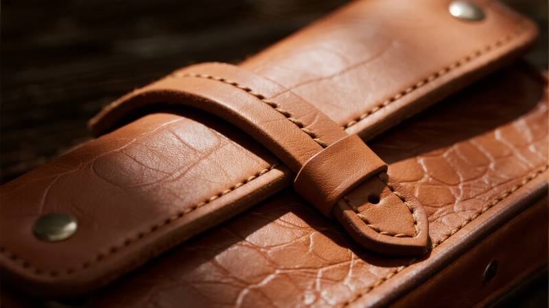 精致皮质手包特写图片