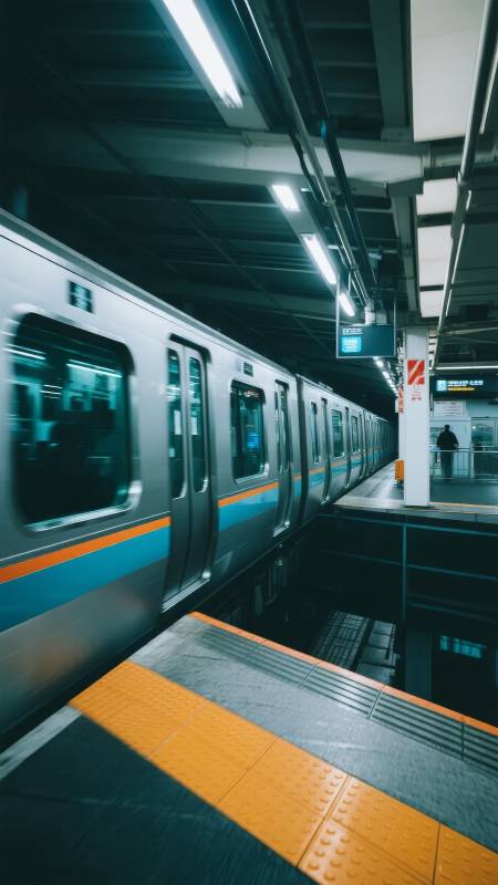 地铁站台列车进站图片