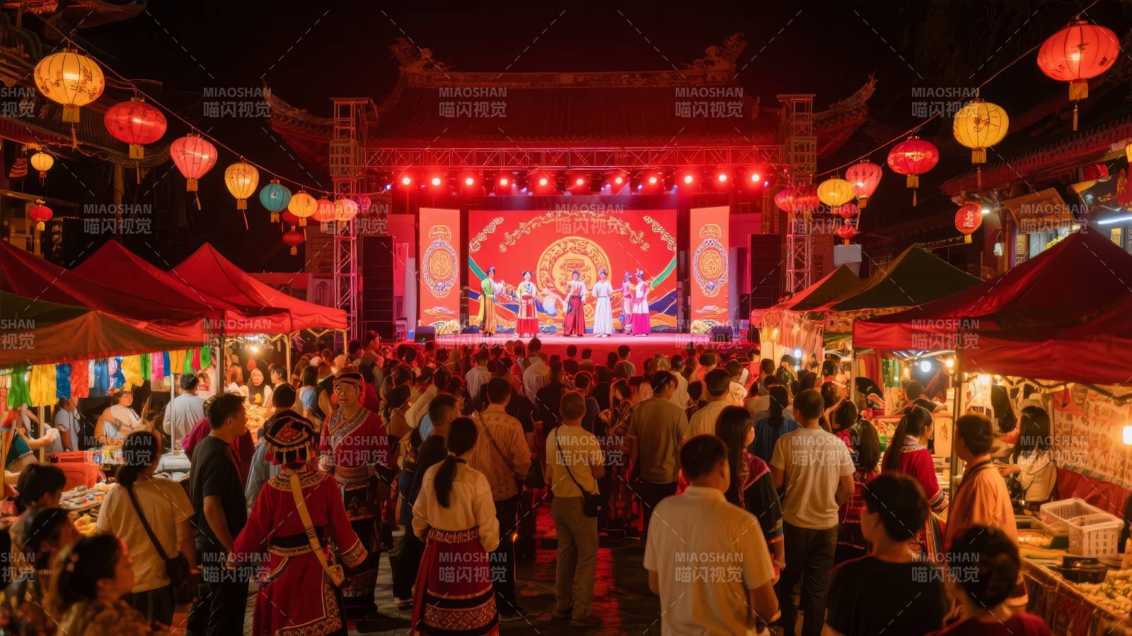 夜市庆典灯火辉煌图片