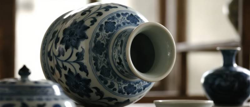 青花瓷瓶特写图片