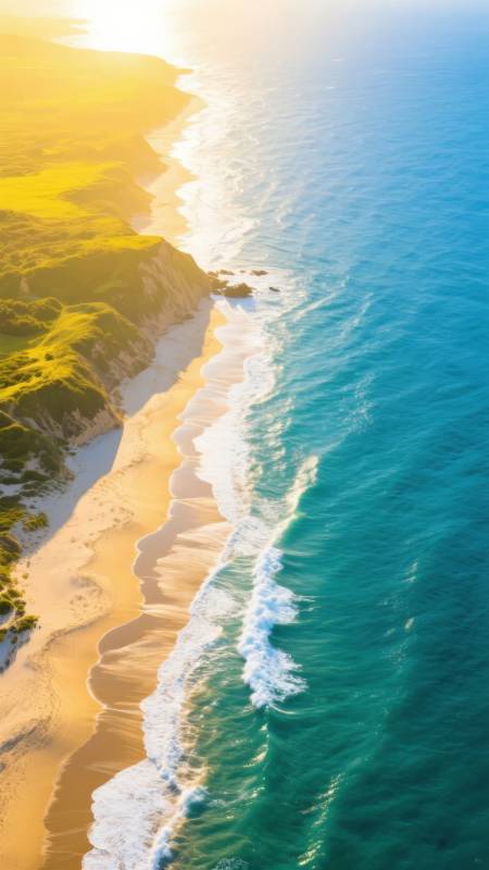 海岸线晨光美景图片