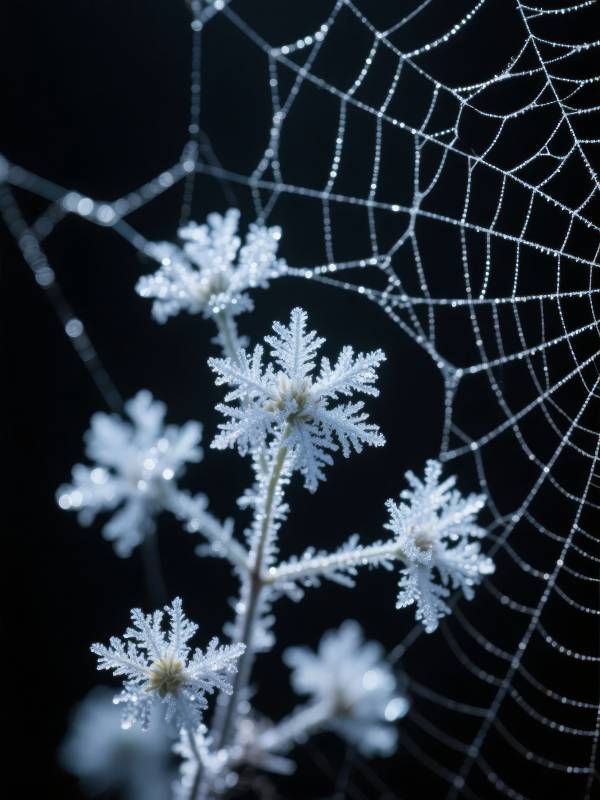霜花蛛网图片