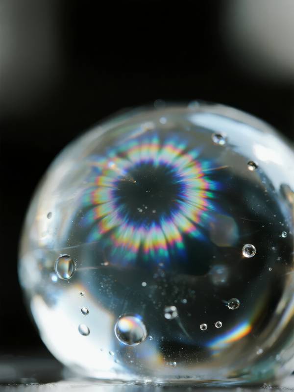 彩虹水珠特写图片