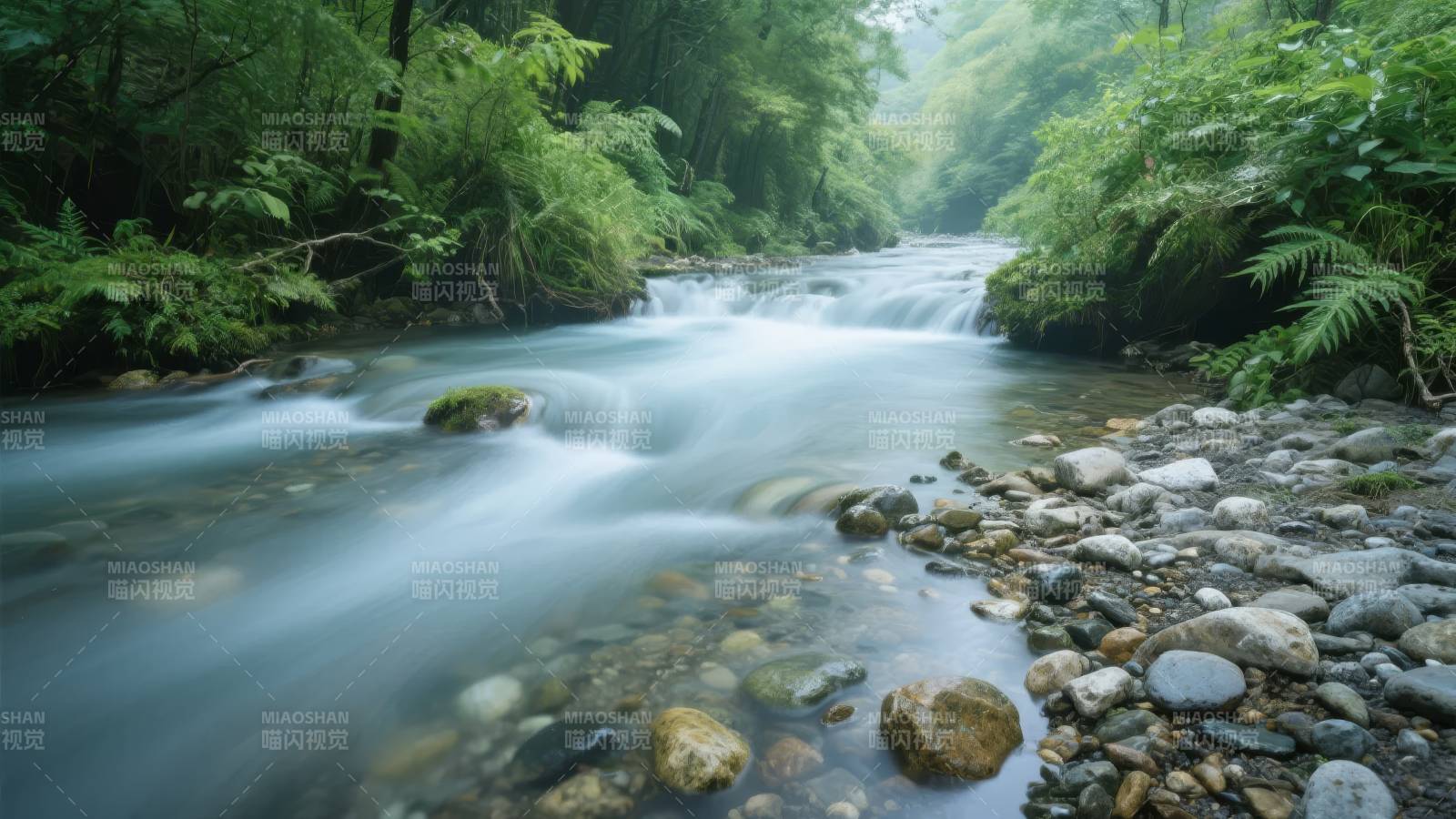 溪流穿林 静谧悠然图片