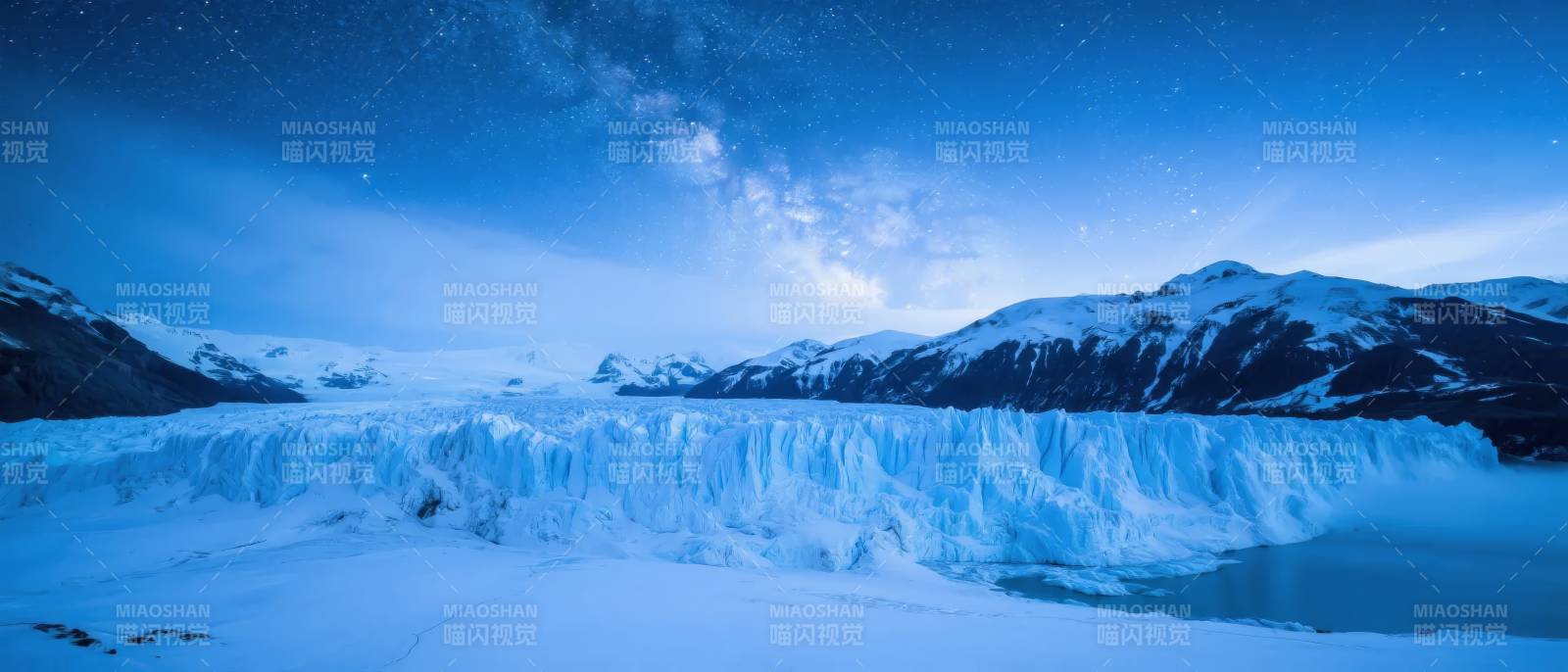 极地星夜冰川图片