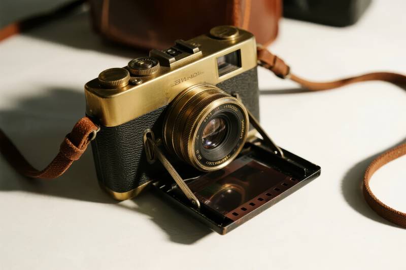复古相机特写图片