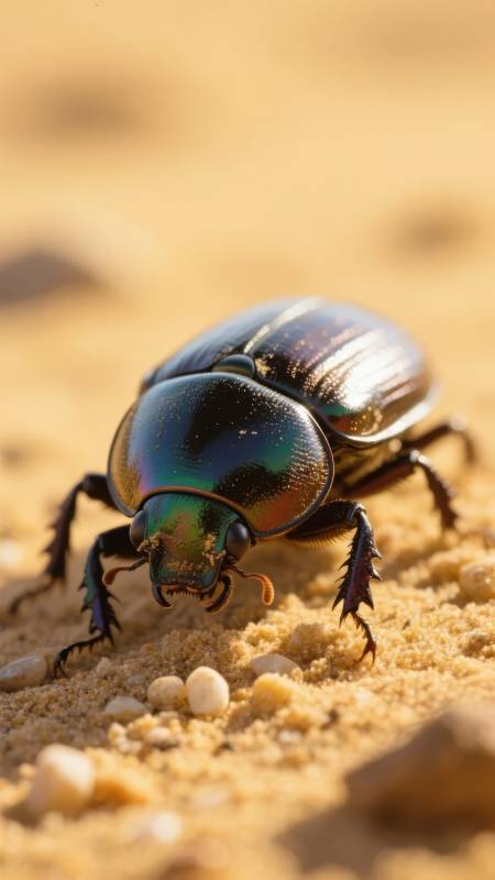 彩虹甲虫沙地觅食图片