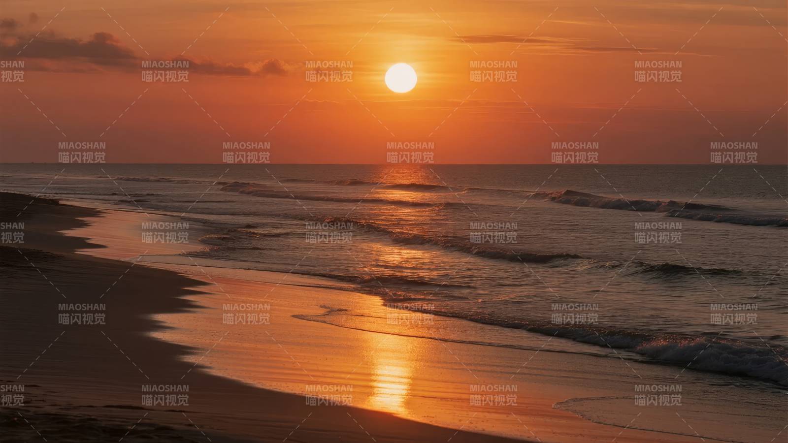 夕阳海滩美景图片