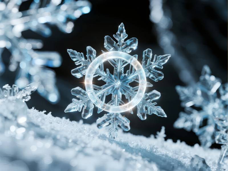 晶莹雪花绽放图片