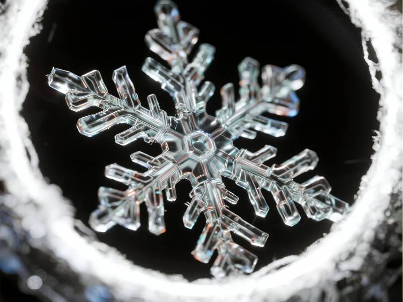 晶莹雪花特写图片