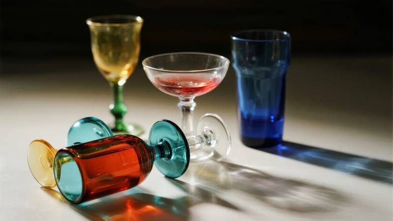 彩色玻璃杯静物图片