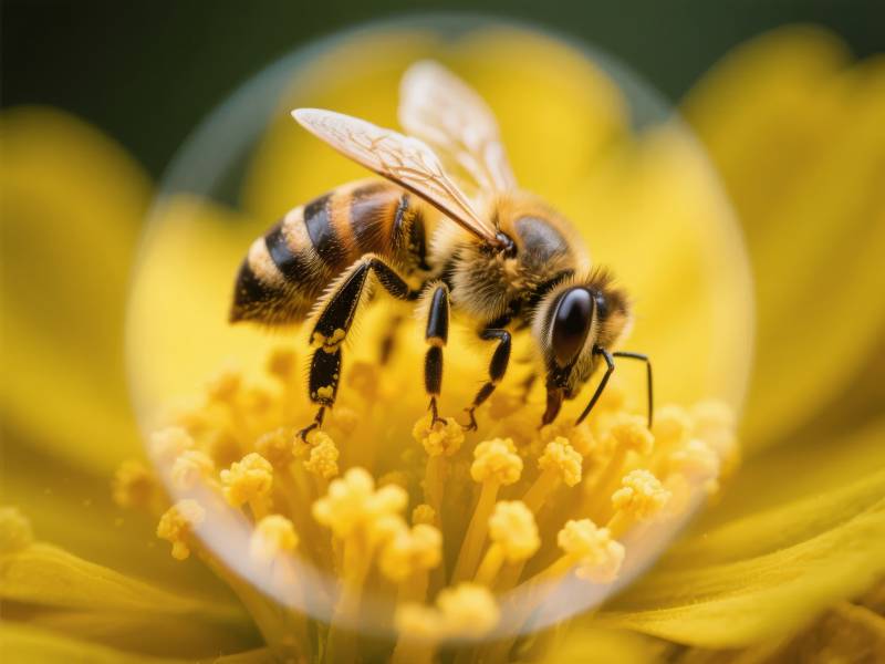 蜜蜂采蜜瞬间图片