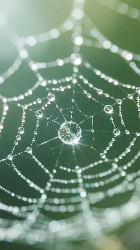 露珠织网 晶莹剔透图片