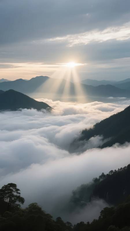 云海日出山间图片