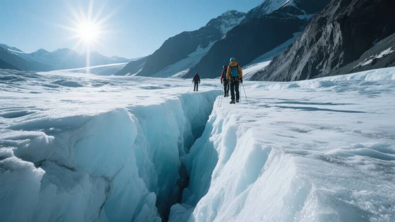 冰川探险 勇者前行图片