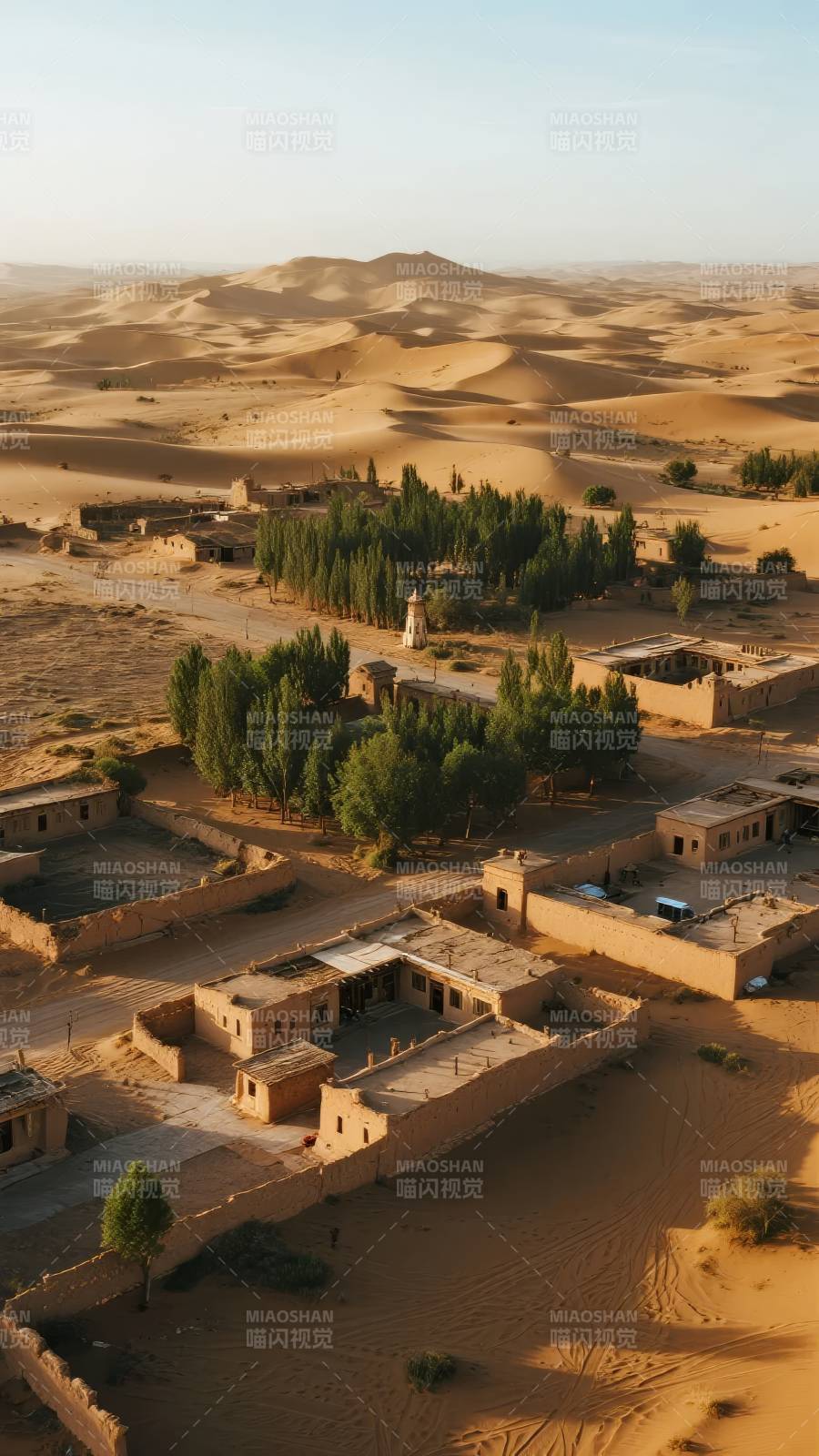 沙漠绿洲村落图片