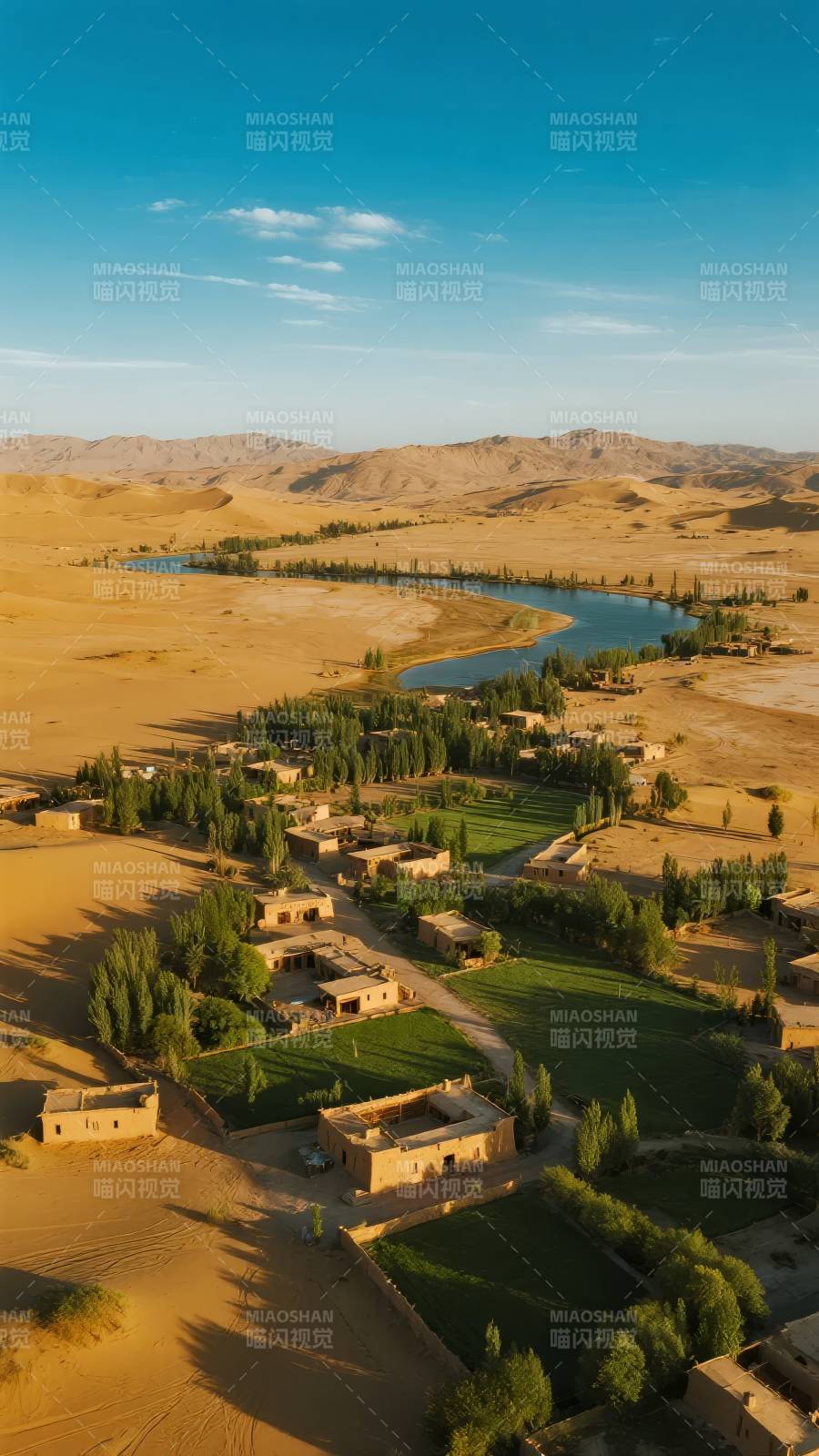 沙漠绿洲村落图片