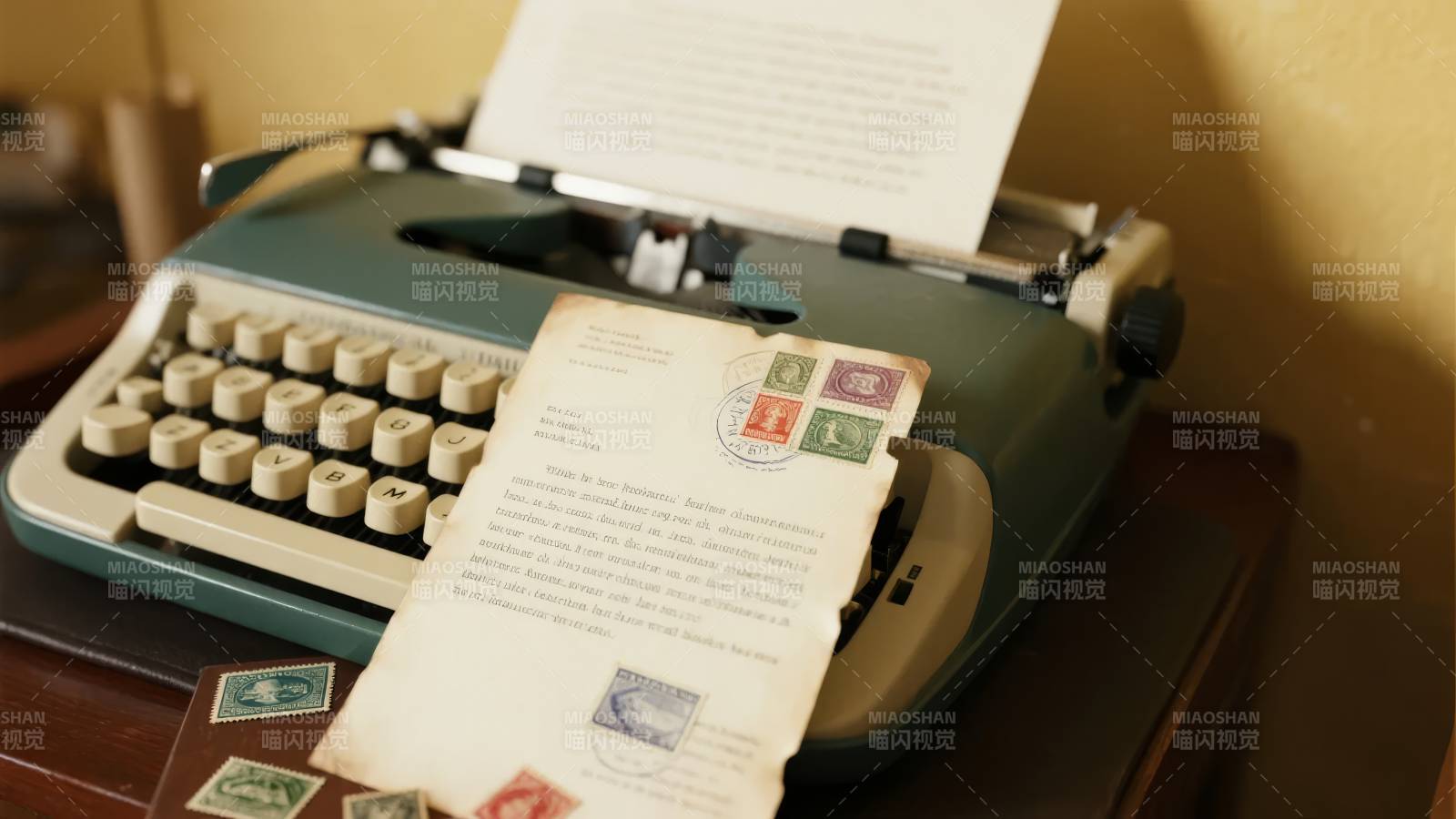 老式打字机与信件图片