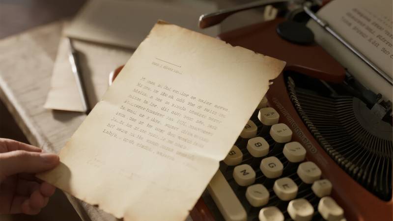 旧打字机上的信件图片