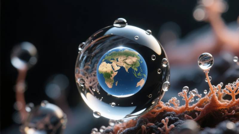 地球在水滴中图片