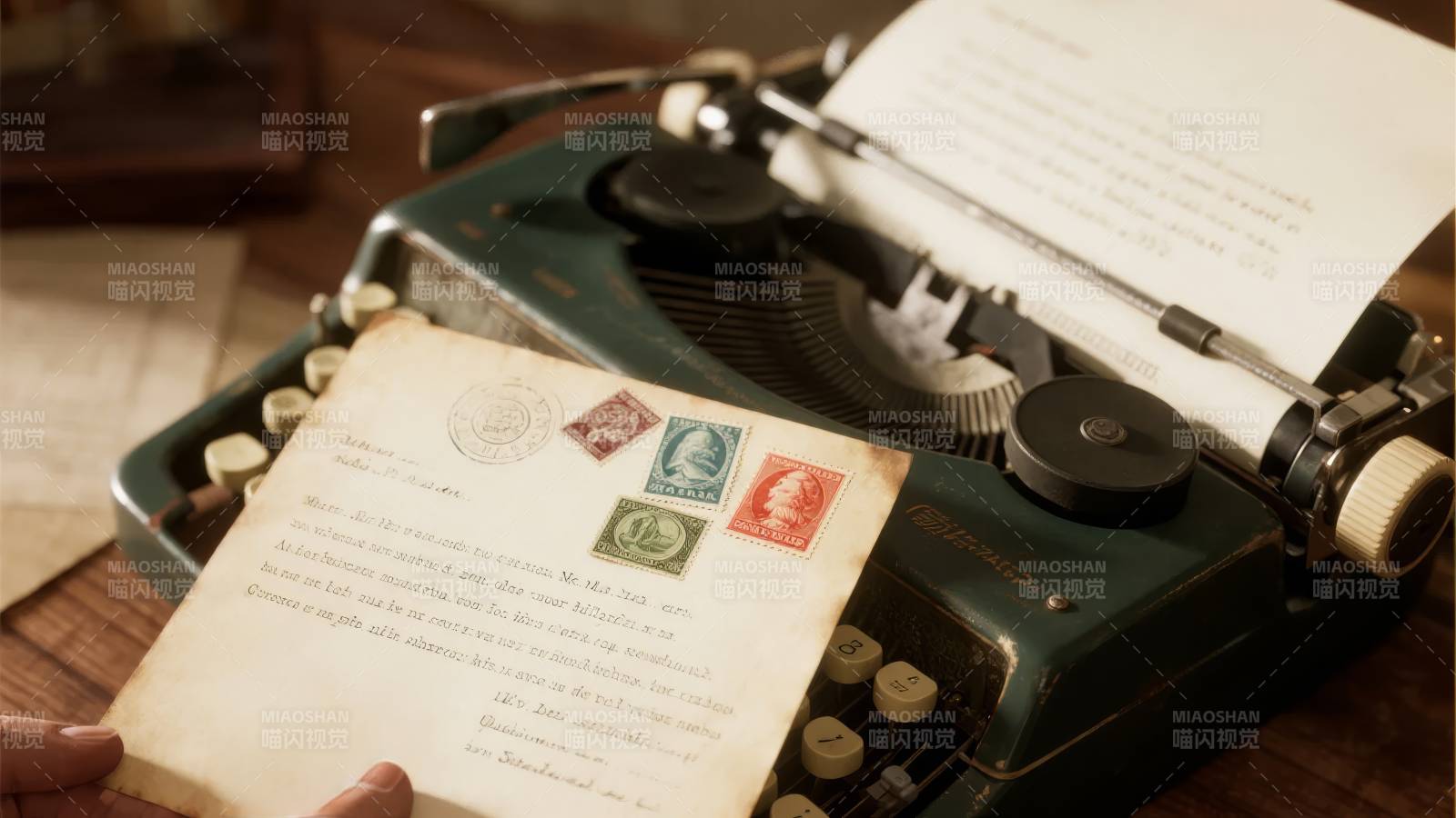 旧信与打字机图片