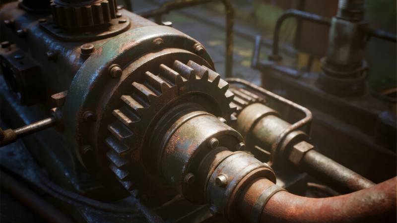 锈迹斑斑的齿轮机械图片