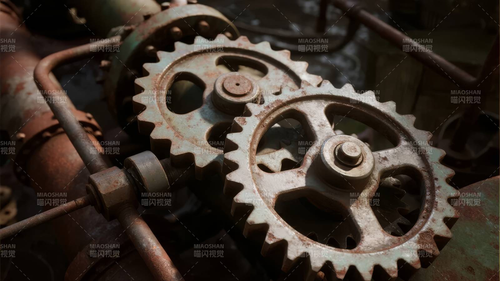 锈迹斑斑的齿轮图片