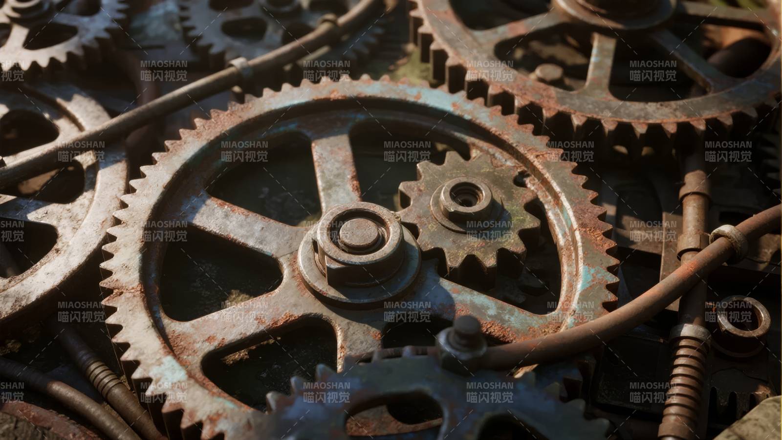 锈迹斑斑的齿轮图片