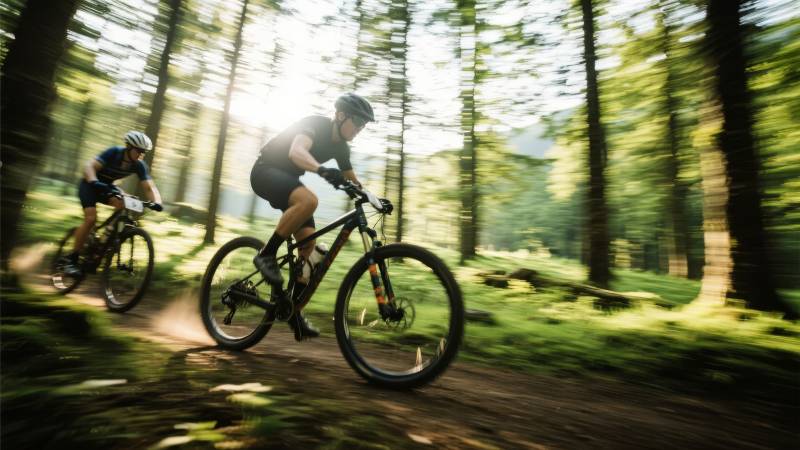 森林骑行 疾驰而过图片