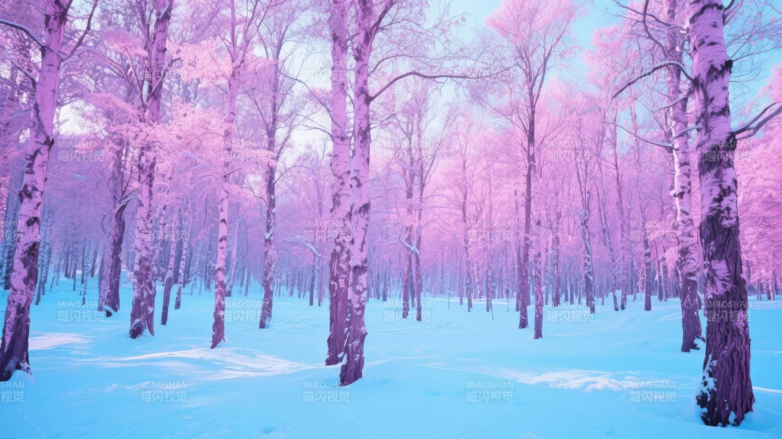 粉红雪林梦境图片