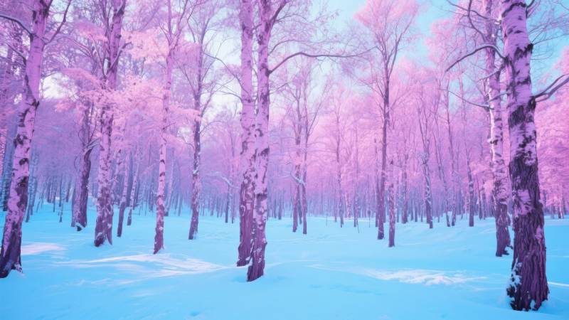 粉红雪林梦境图片