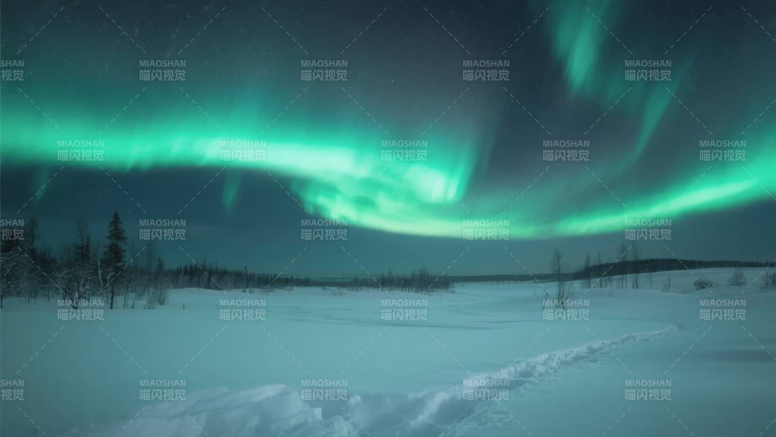 极光映雪原图片