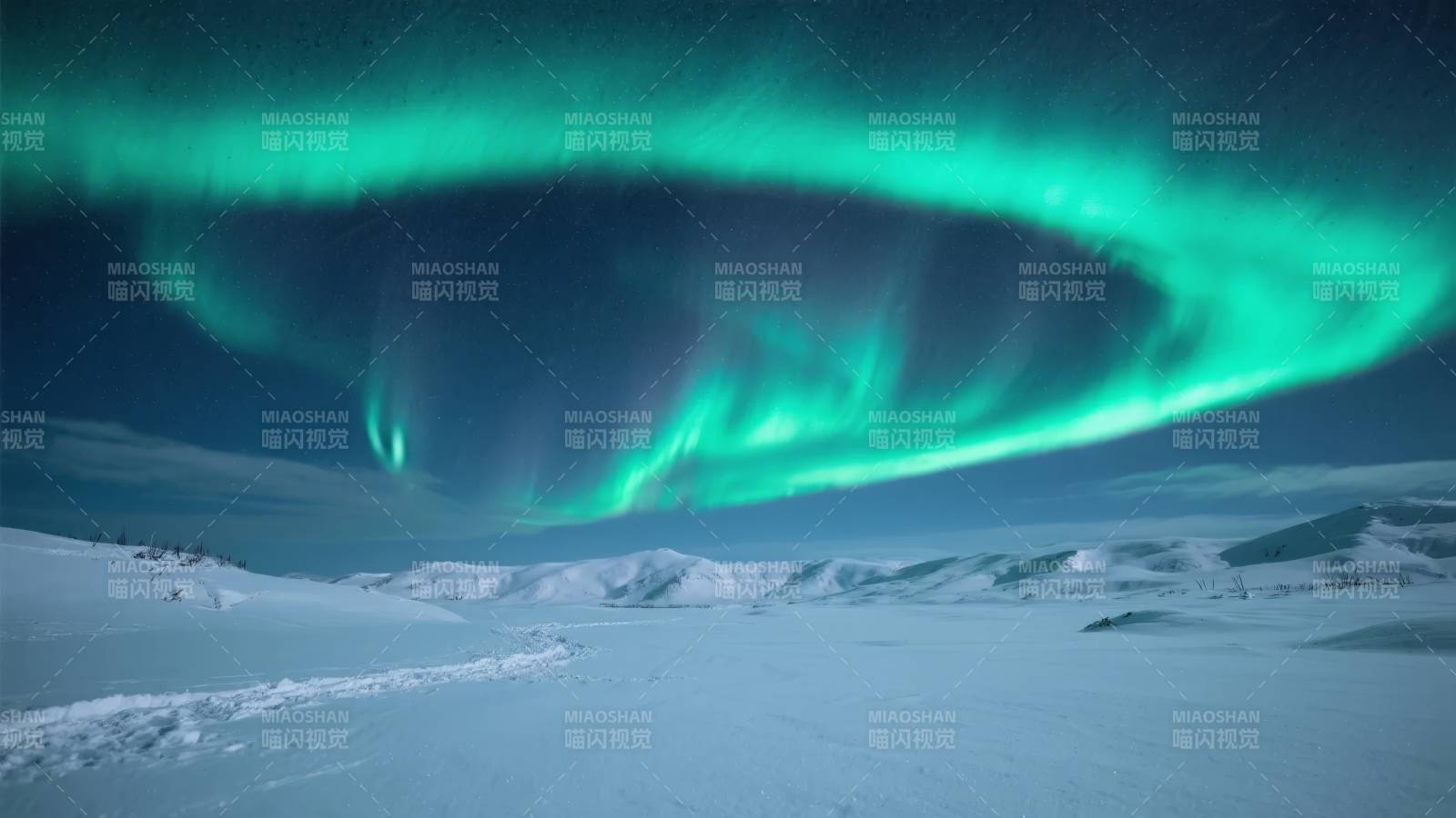 极光映雪原图片