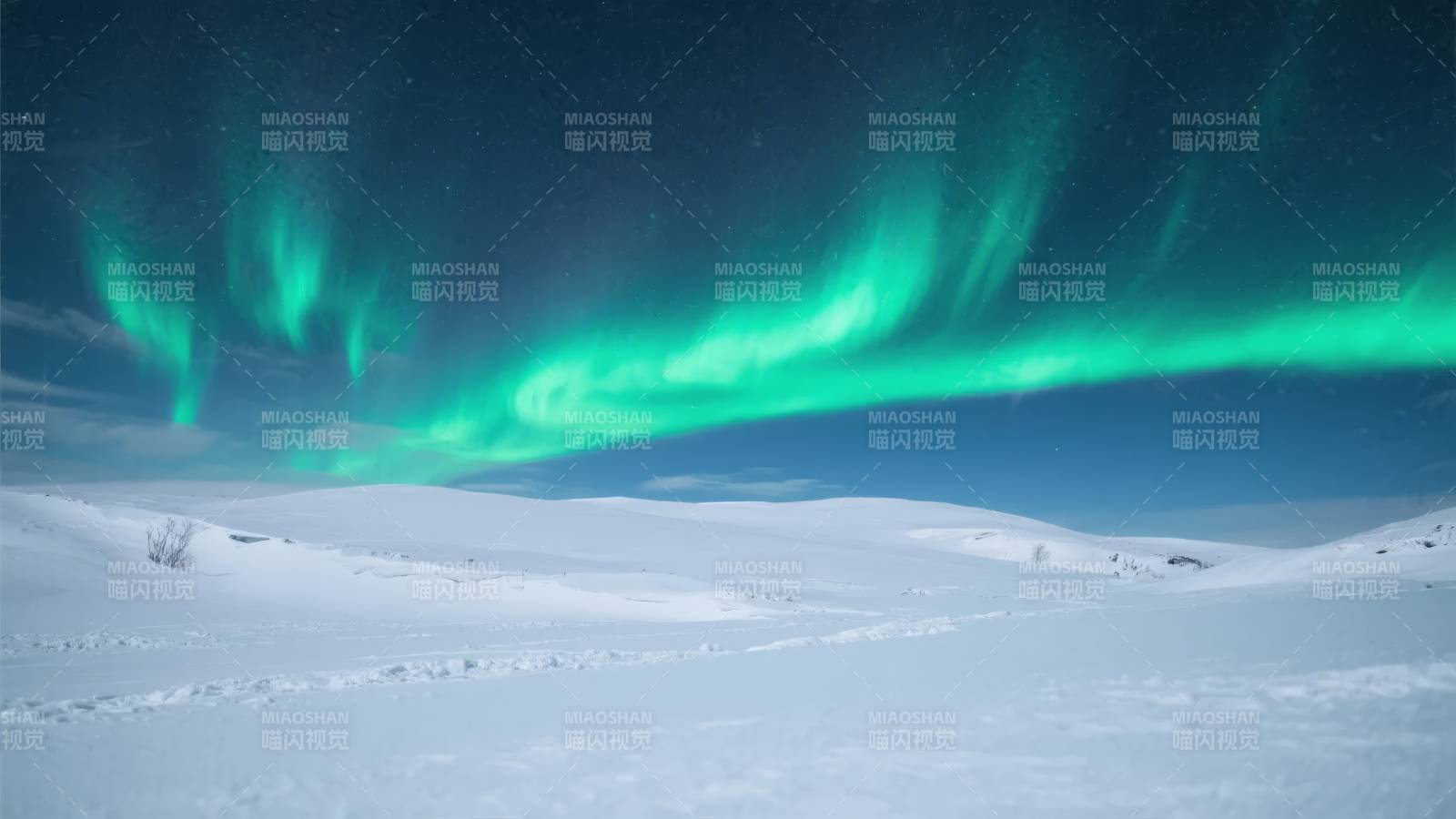 极光映雪原图片